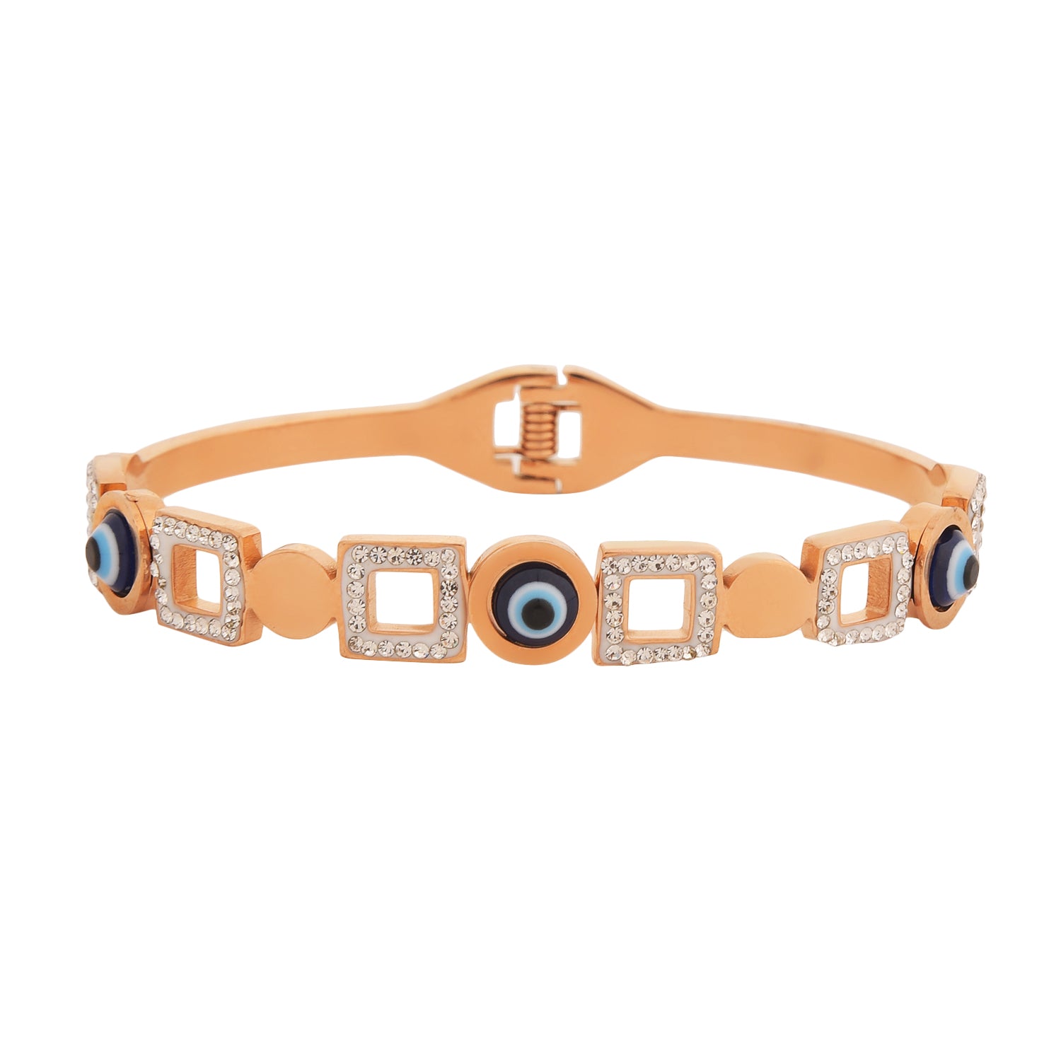 Evil Eye Rose Gold Bracelet with Crystal Accents