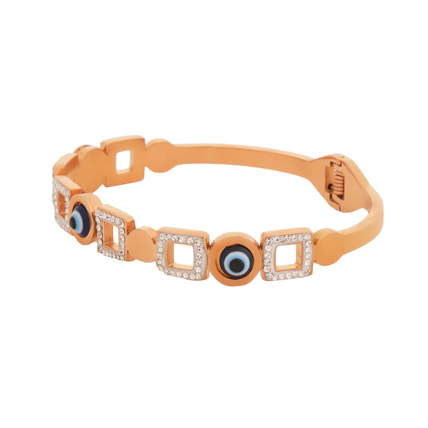 Evil Eye Rose Gold Bracelet with Crystal Accents