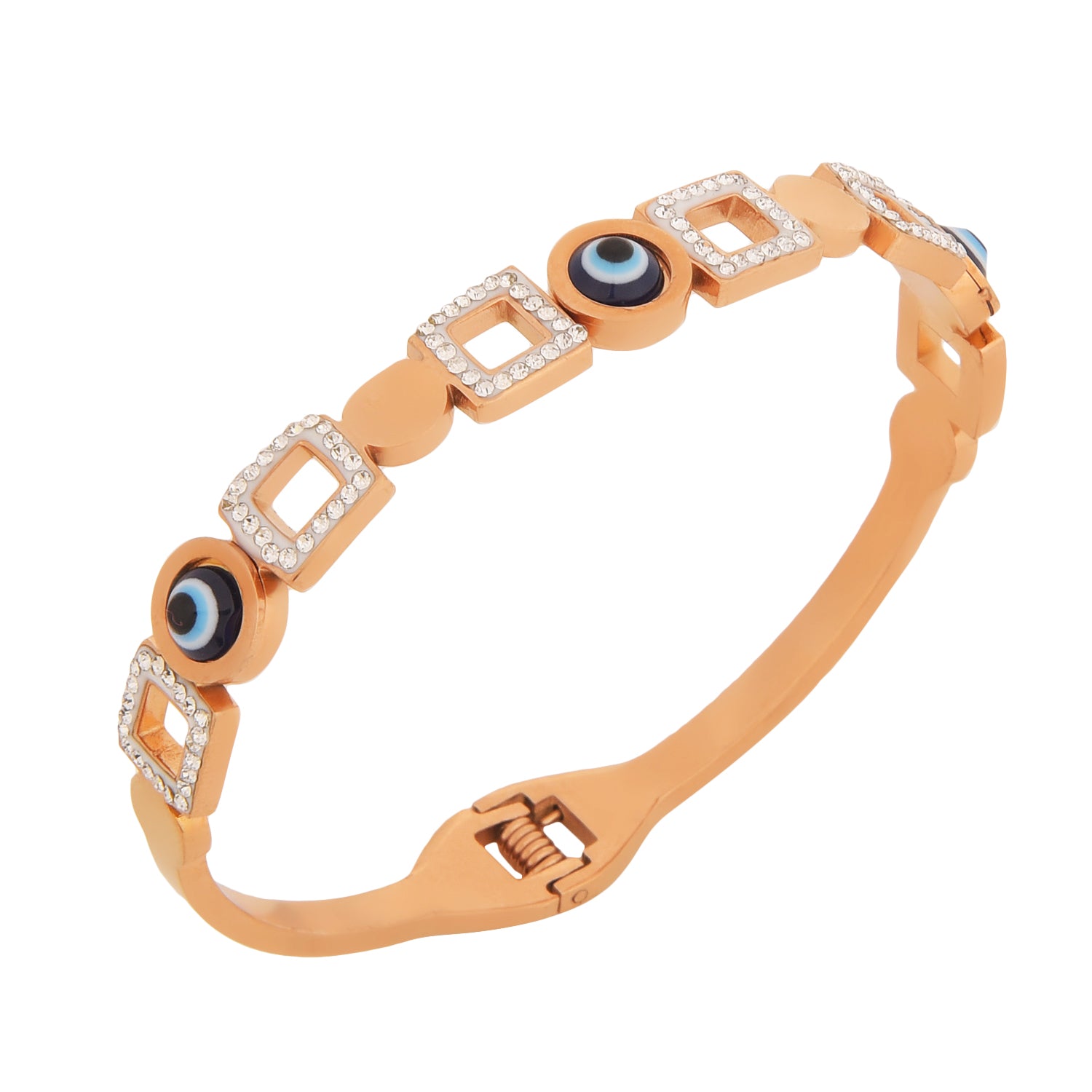 Evil Eye Rose Gold Bracelet with Crystal Accents