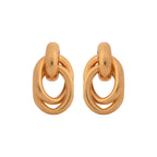 Bold Interlocking Oval Gold-Toned Stud Earrings