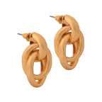 Bold Interlocking Oval Gold-Toned Stud Earrings