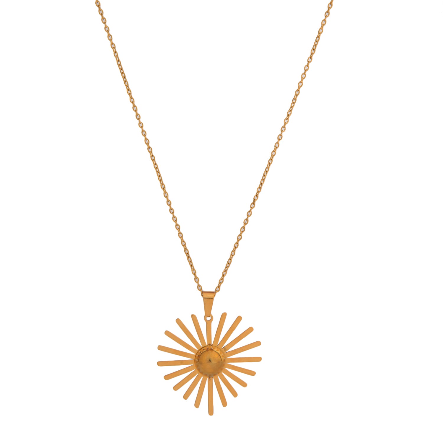 Radiant Sunburst Necklace & Earring Set in Gold Finish