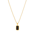 Sleek Black Pendant Necklace in Gold Finish