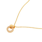 Gold-Tone Circular Charm Necklace with Pave Stones