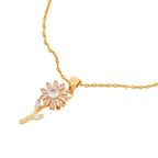 Delicate Daisy Flower Pendant Necklace in Gold Finish