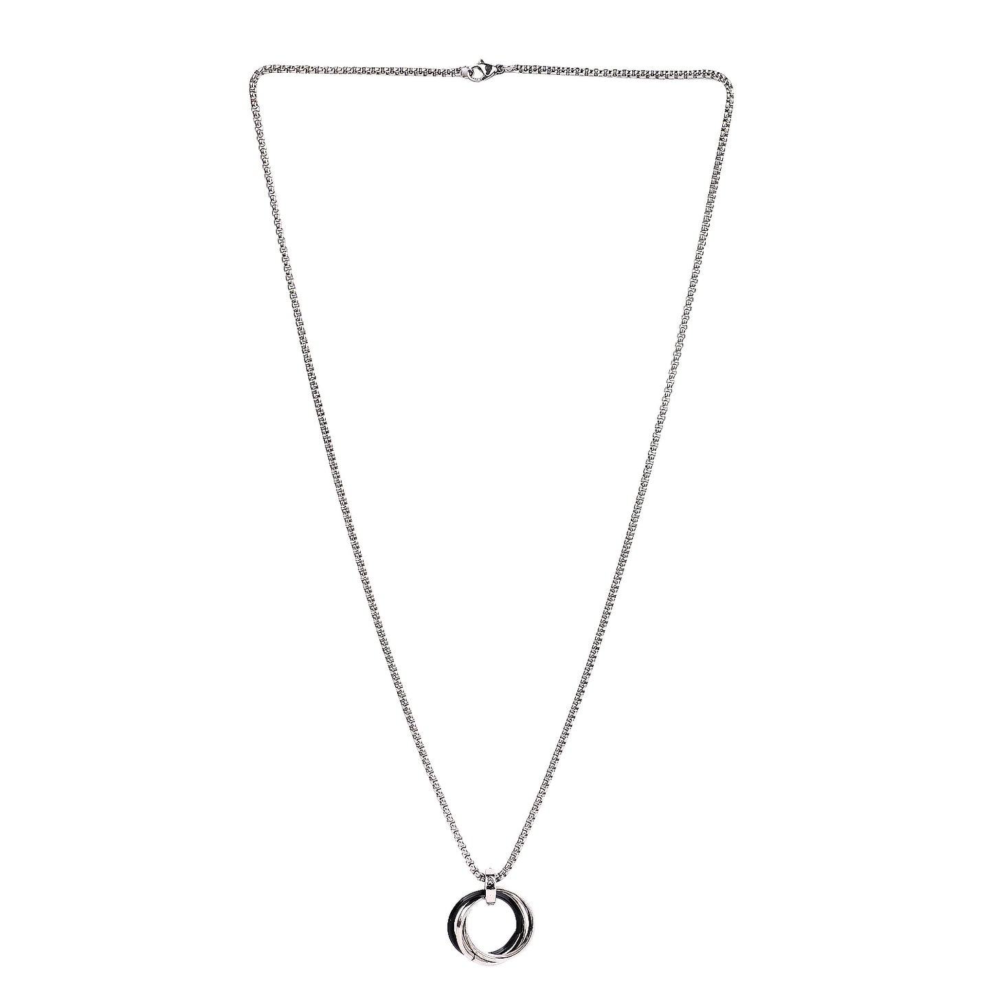 Elegant chain pendant design with black and silver ring detail