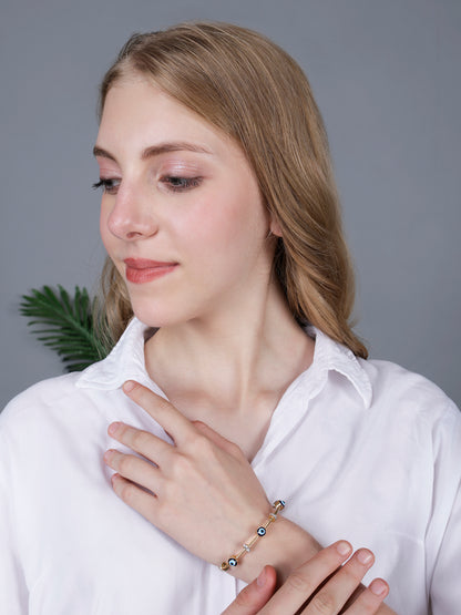 Simple bracelet for women with a minimalist cable design and sparkling crystal accents