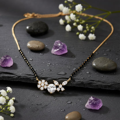 Stylish heart floral mangalsutra design