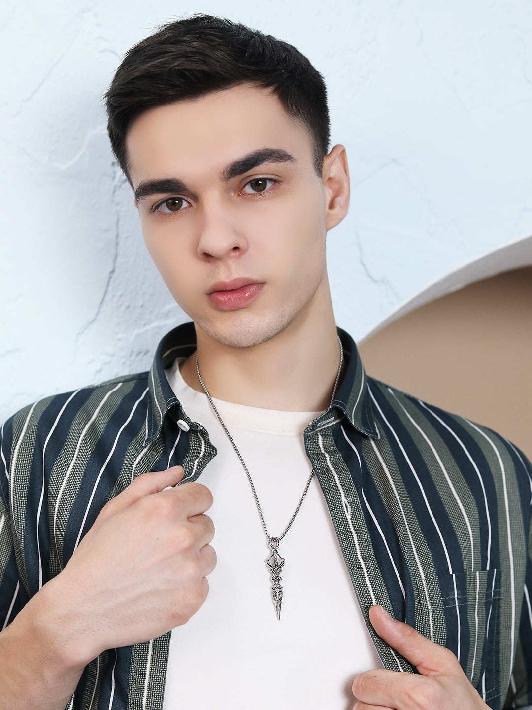 Stylish sterling silver necklace for men featuring intricate pendant design