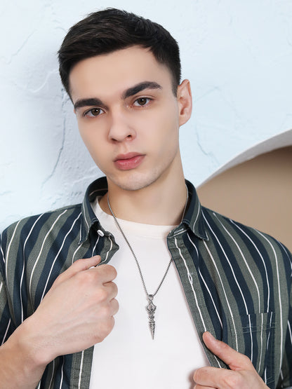 Stylish sterling silver necklace for men featuring intricate pendant design