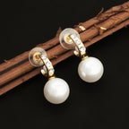 Elegant Dual Pearl Gold-Toned Drop Earrings