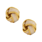Elegant Twisted Knot Enamel & Gold-Toned Stud Earrings