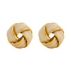 Elegant Twisted Knot Enamel & Gold-Toned Stud Earrings