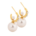 Elegant Dual Pearl Gold-Toned Drop Earrings