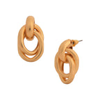 Bold Interlocking Oval Gold-Toned Stud Earrings