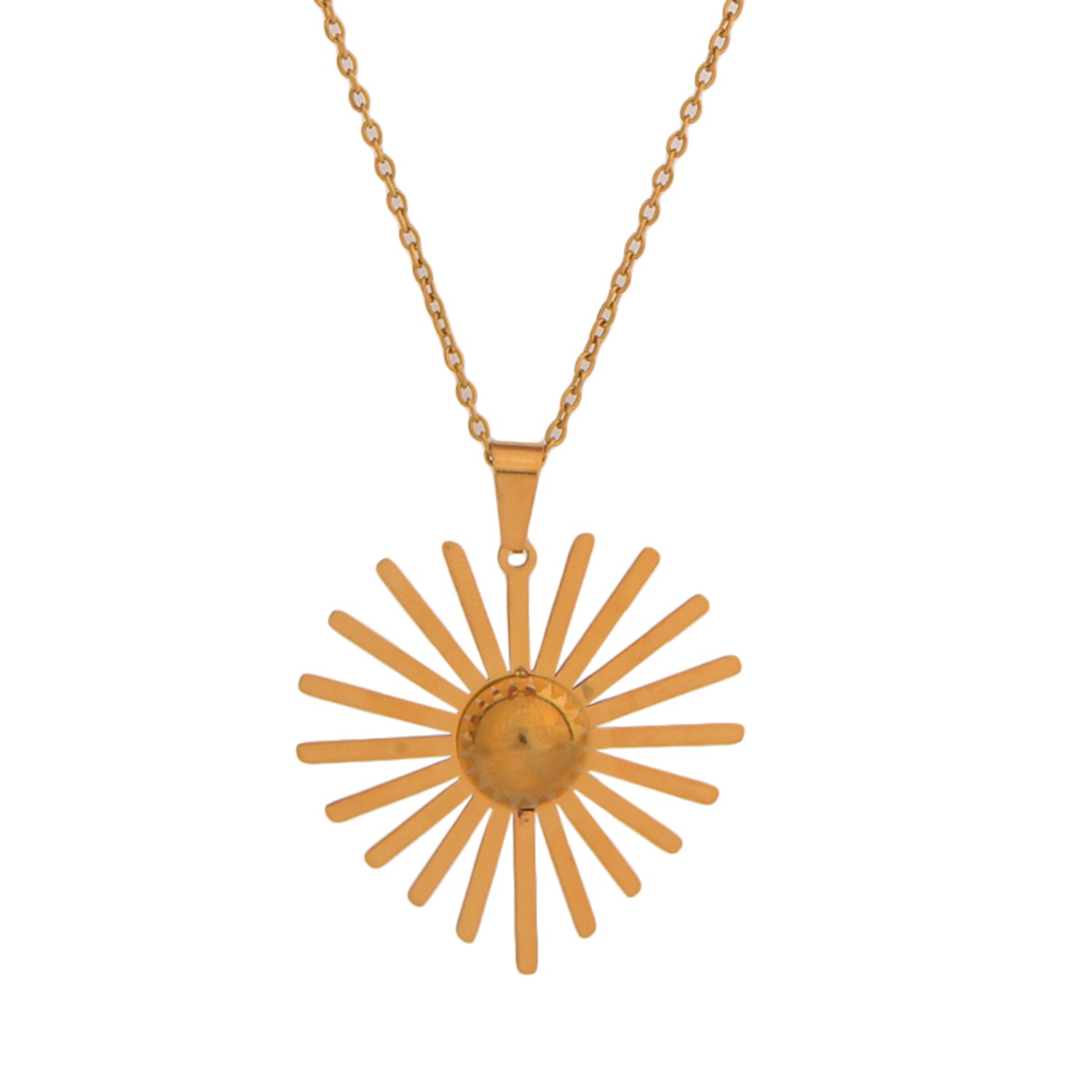 Radiant Sunburst Necklace & Earring Set in Gold Finish