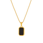 Sleek Black Pendant Necklace in Gold Finish