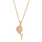Delicate Daisy Flower Pendant Necklace in Gold Finish