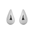 Sculpted Teardrop Stud Earrings in Silver Finish