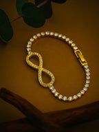 Gold Infinity Bracelet with Sparkling Stones – Free Size