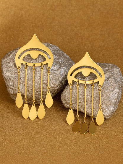 Golden Evil Eye Dangler Earrings – Protection Meets Elegance