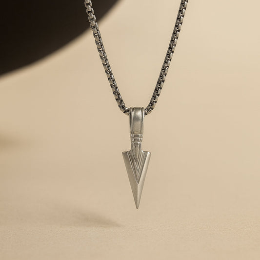 Men's Stainless Steel Arrowhead Pendant Necklace