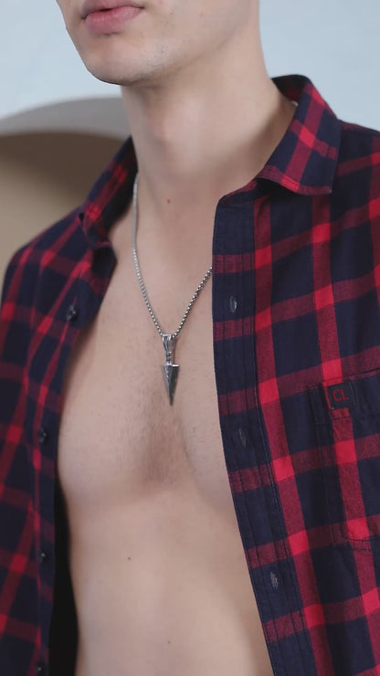 Men's Stainless Steel Arrowhead Pendant Necklace
