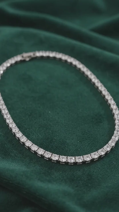 Men’s Silver Stone Tennis Chain Necklace | Stylish Statement Jewellery
