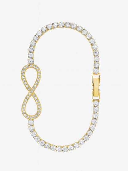 Gold Infinity Bracelet with Sparkling Stones – Free Size
